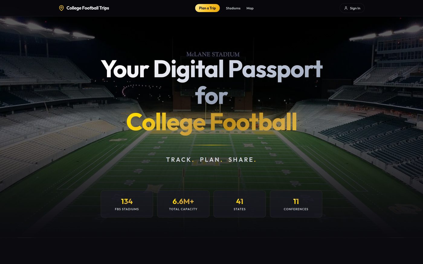 College Football Trips homepage